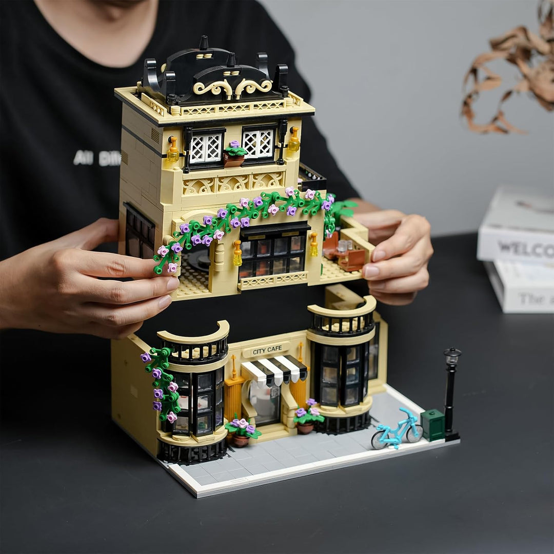 ENJBRICK Blumen Stadt Kaffeehaus Bausatz Kompatibel mit Lego für Adutls, Architektur Bauhaus Kit für