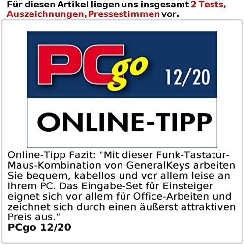 GeneralKeys Funktastatur mit Maus: Office-Set leise Funk-Tastatur-Maus-Kombination; 2.4 GHz; 10 m; S