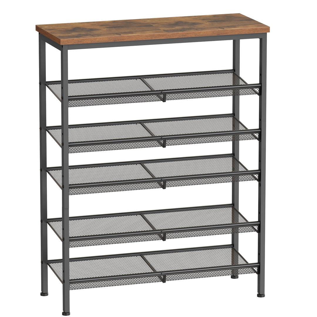HOOBRO Schuhregal, 6-stöckiges Schuhablage, Schuhschrank, verstellbares Metallgitterregal, Geräumige