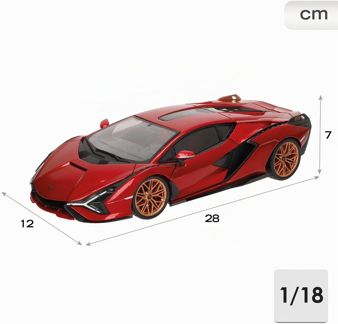 Bburago Lamborghini Sian FKP 37: Modellauto im Massstab 1:18, Türen, Kofferraum und Motorhaube beweg