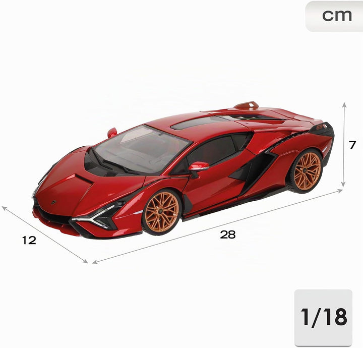 Bburago Lamborghini Sian FKP 37: Modellauto im Massstab 1:18, Türen, Kofferraum und Motorhaube beweg