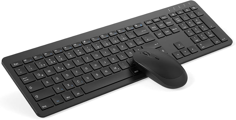 Tastatur Maus Set Kabellos, seenda Ultra-Dünne Wiederaufladbare Funk Tastatur Maus Set, Ergonomische