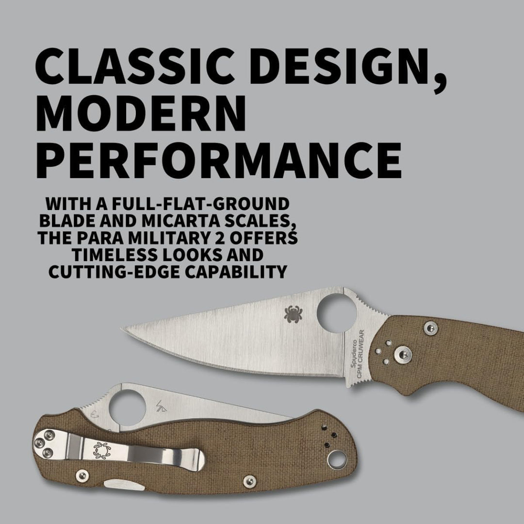 Spyderco Knives Brown Canvas Micarta para Millie 2 Compression Lock Cru-Wear Steel Pocket Knife C81M