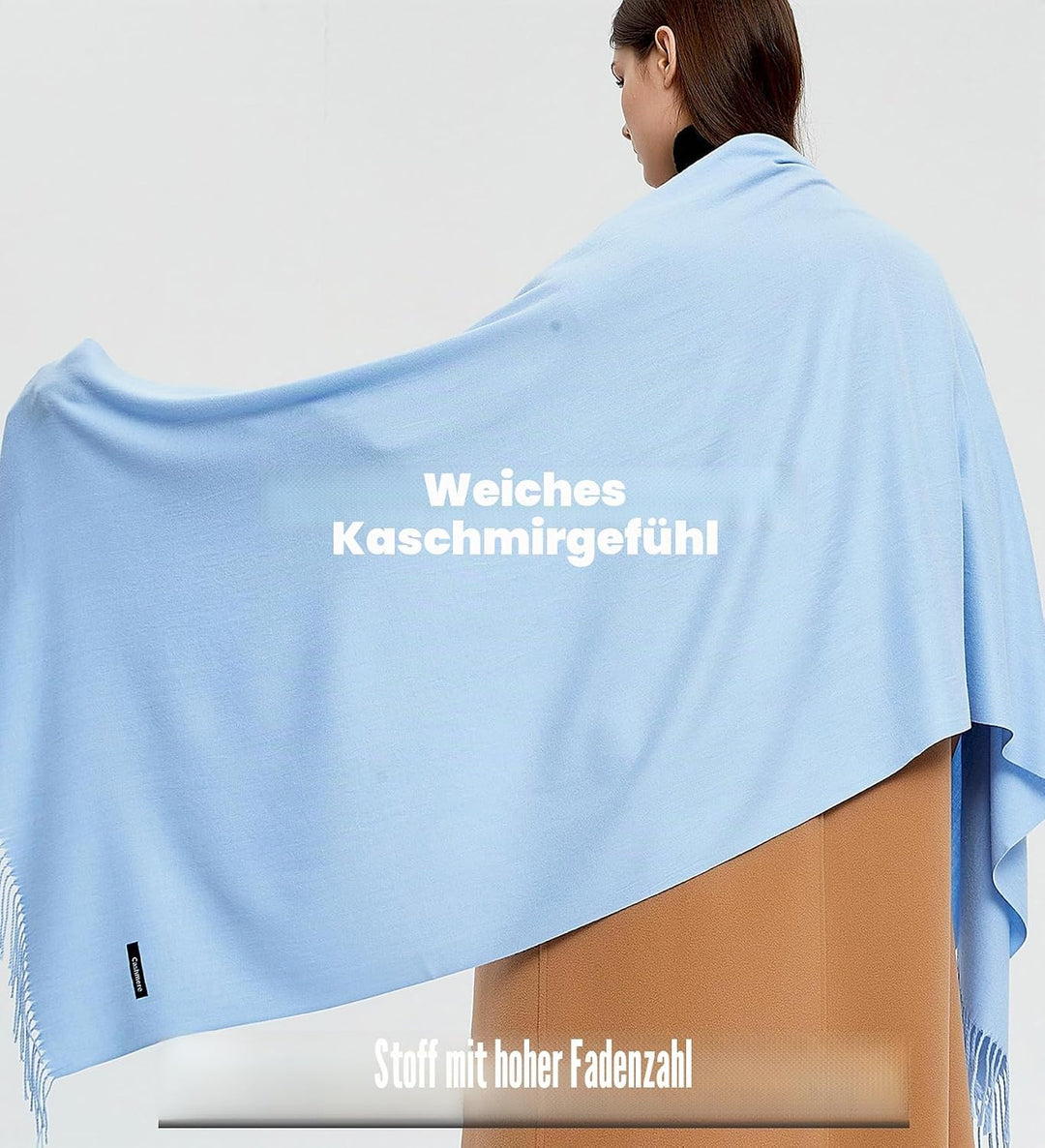 Pashmina Schals und Wraps Schals für Damen Hochzeit Party Winter Warme Lange Solid Color Himmelblau,