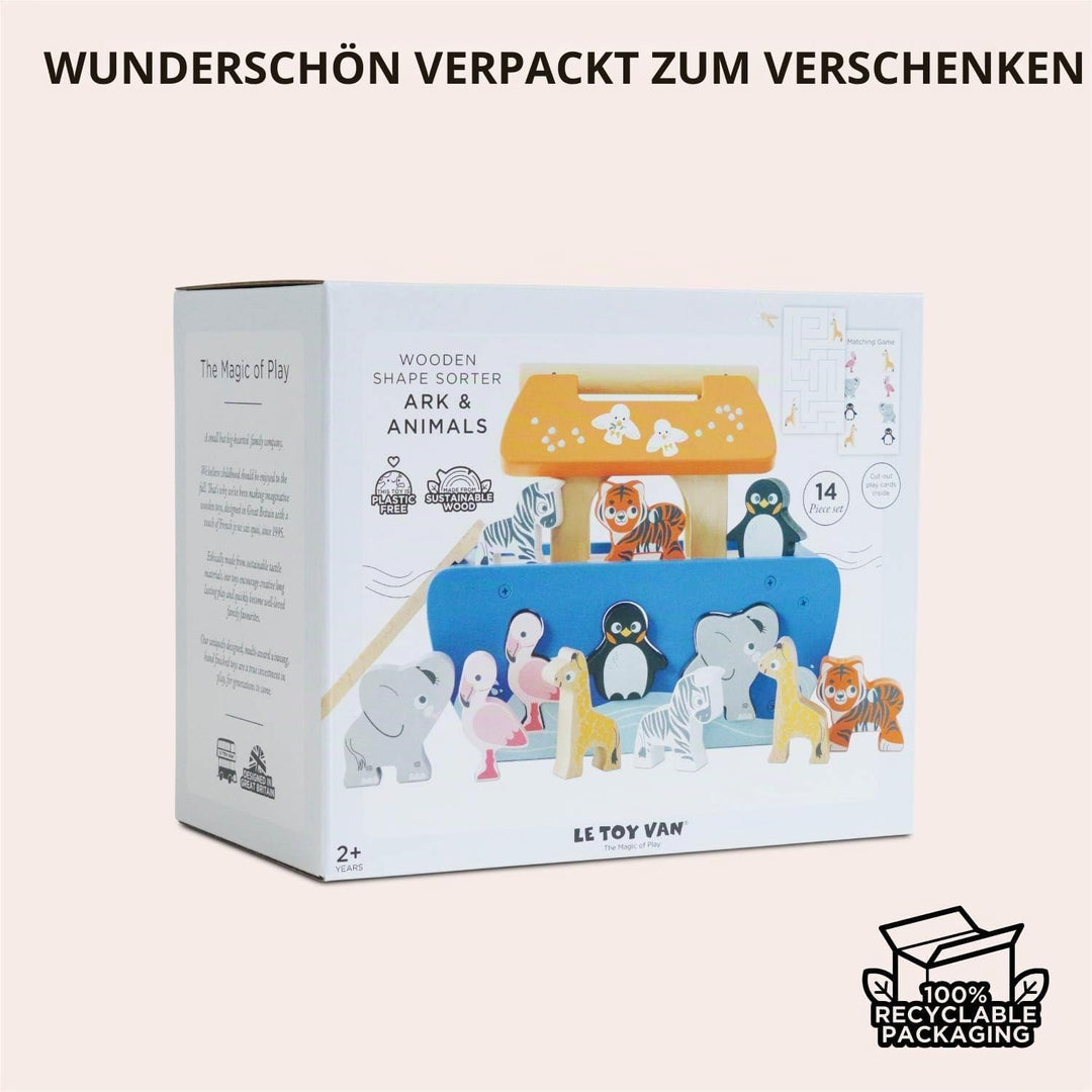 Le Toy Van – Steckspiel „Arche Noah“ | Pädagogisches Sensorikspiel für Babys mit Arche und bunten Ba