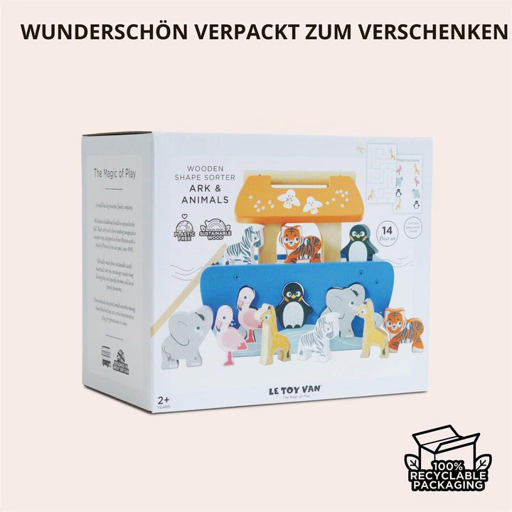 Le Toy Van – Steckspiel „Arche Noah“ | Pädagogisches Sensorikspiel für Babys mit Arche und bunten Ba
