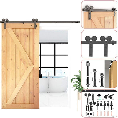 CCJH Schiebetüren Schiebetürsystem, 7.5FT (224cm) Laufschiene Schiebetuer Y Form Rolle Set fuer Schi