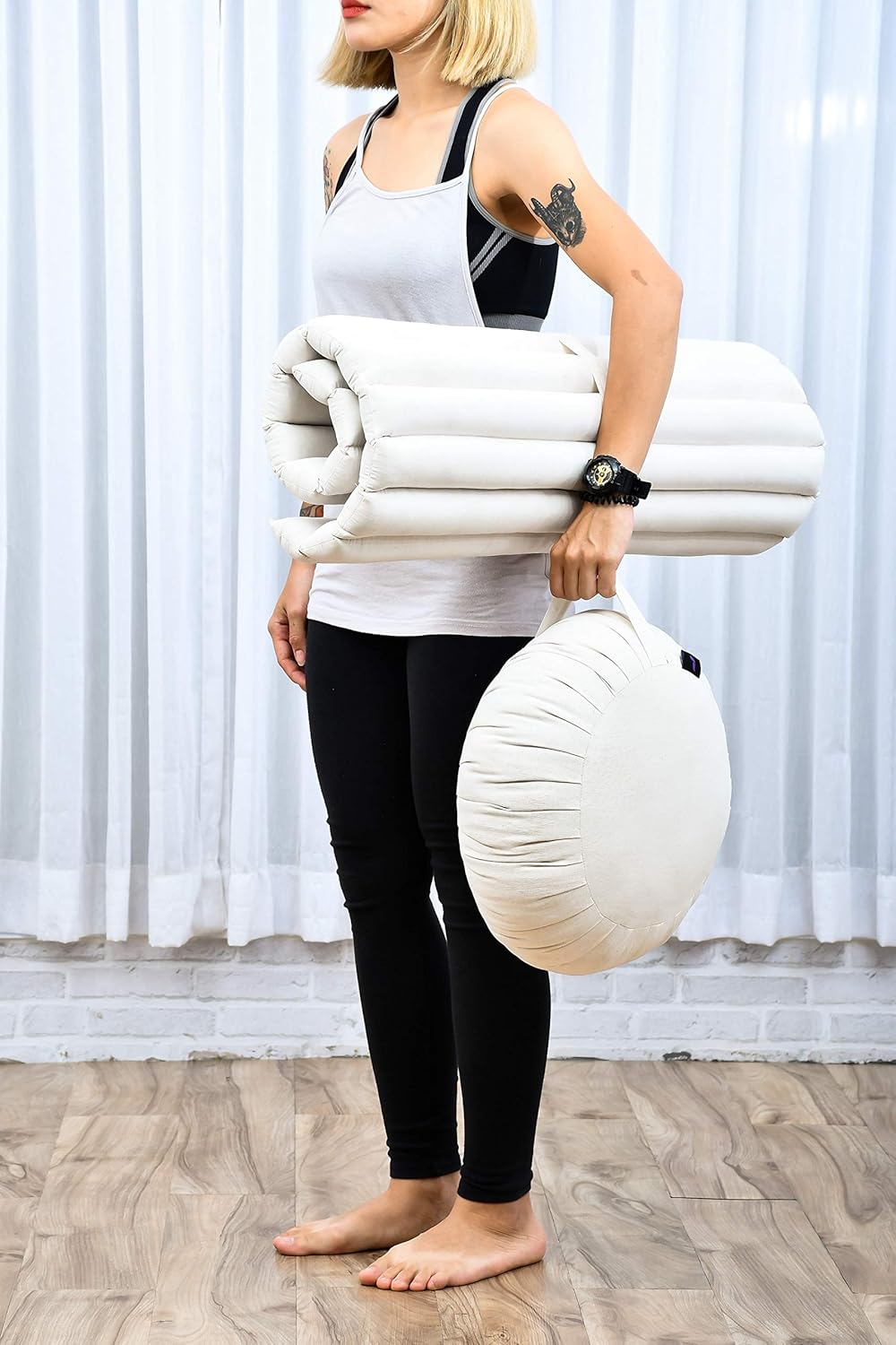 Leewadee Meditationskissen Set Sitzkissen Rund Zafu Yoga Kissen Zabuton Yogakissen Meditationskissen