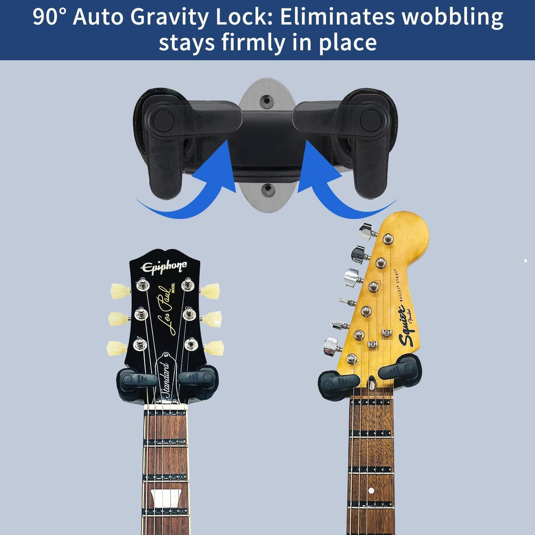 AH85 Gitarrenhalter für die Wand Holz mit Auto-Lock & Drehmechanismus | Universeller Wandhalter für