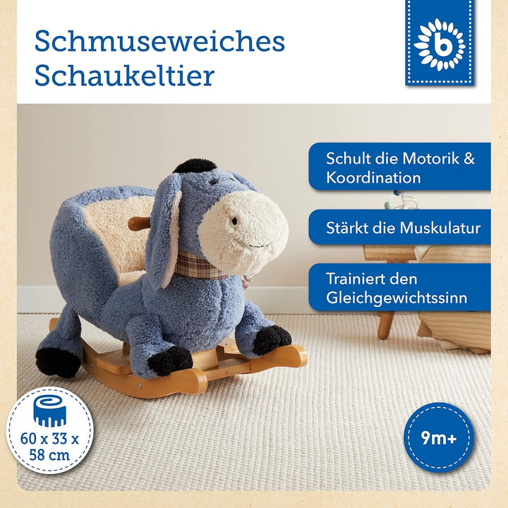 Bieco Plüsch Schaukeltier Esel | Kinder Schaukelstuhl mit Sicherheitsgurt | | Schaukel Kleinkind | Z
