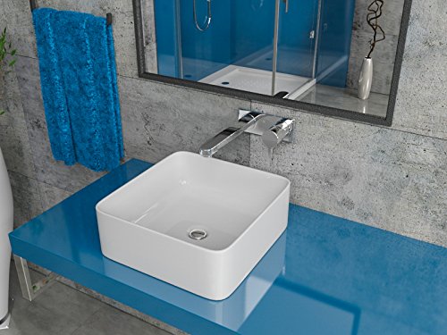 KERABAD Design Keramik Aufsatzwaschbecken Waschschale Waschtisch Keramik-Waschschale modern eckig We