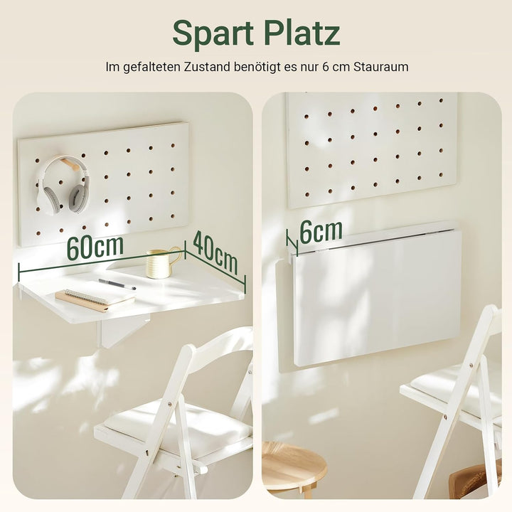 SoBuy FWT03-W Wandklapptisch Küchentisch Kindermöbel Laptoptisch Esstisch Schreibtisch weiss