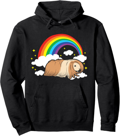 Meerschweinchen mit Regenbogen - Langhaarmeerschweinchen Pullover Hoodie