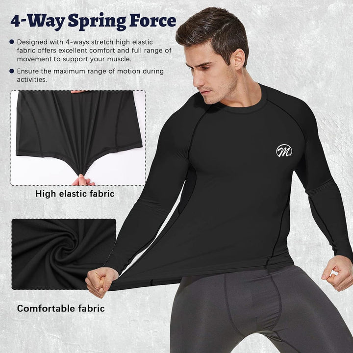 meeteu 5pcs Herren Sportbekleidung Fitness Set, Atmungsaktiv Funktionsshirt Herren Langarm+Hoodies+K