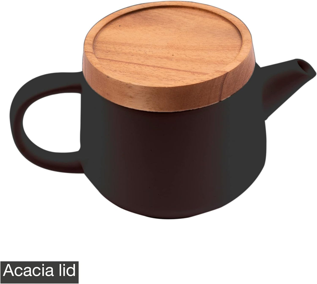 Point-Virgule Teekanne mit Siebeinsatz aus Edelstahl für pures Aroma, schwarz, 600ml, Schwarz