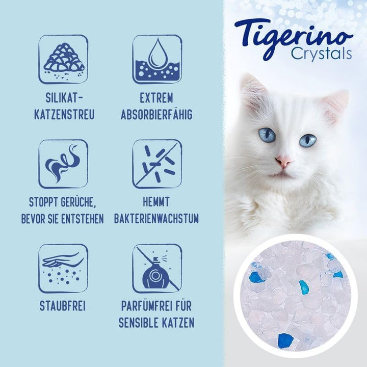 Tigerino Crystals Katzenstreu Super Pack 30L | Silikatstreu | staubfrei | extrem absorbierfähig und
