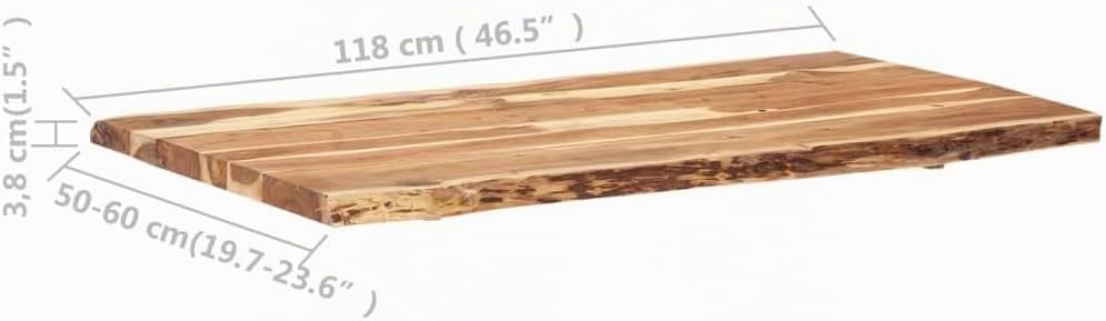 vidaXL Massivholz Tischplatte Baumkante Massivholzplatte Akazie 118x(50-60) x3,8cm 120 x 60 x 3.8 cm