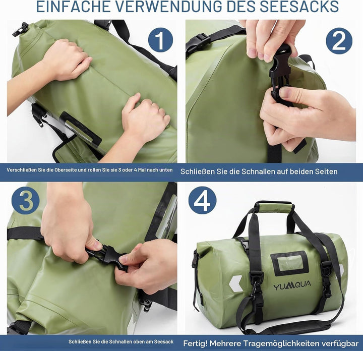 YUMQUA wasserdichte Duffle Bag, grosse Wasserfeste Reisetasche Sporttasche Duffel Dry Bag Waterproof