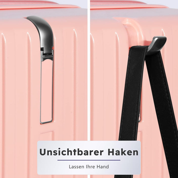 MGOB Koffer Mittelgross Hartschalen Erweiterbar in Polycarbonat Reisekoffer mit 4 Rollen und Haken |