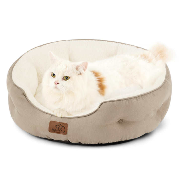 BEDSURE Katzenbett waschbar Katzen Bettchen - 51x48x15cm Katzenkorb mit zweiseitig Innenkissen Katze