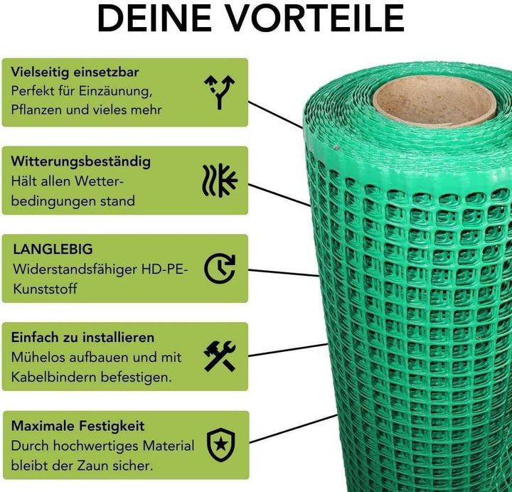 Florade® Kunststoffzaun | Gartenzaun | Geflügelzaun | Gartenzaun Kunststoff | Hundezaun | Robust & w