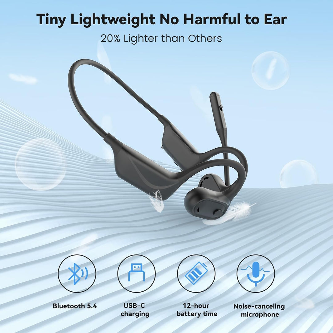 Bluetooth Headset mit Mikrofon Stummschalttaste, Multipoint-Verbindung, 29g Schwarz, Schwarz