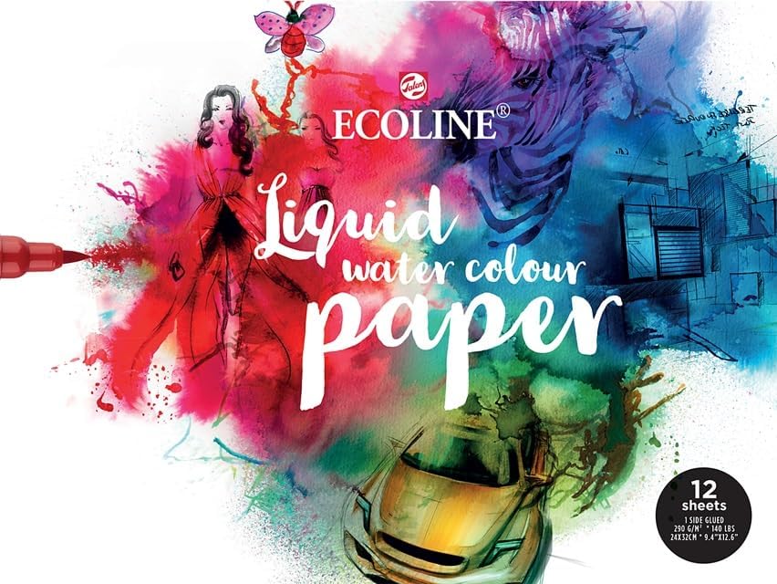 Ecoline Pinsel- und Papier-Set, 15 Federmäppchen + Skizzenblock, 24 x 32 cm, 290 g/m², Sparpack