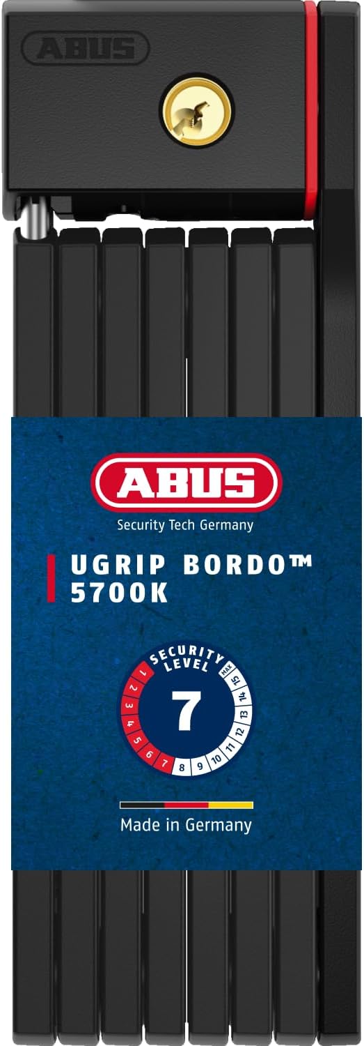 ABUS Faltschloss Bordo uGrip 5700K SH mit Halterung - Fahrradschloss mit 5 mm starken Stäben - ABUS-