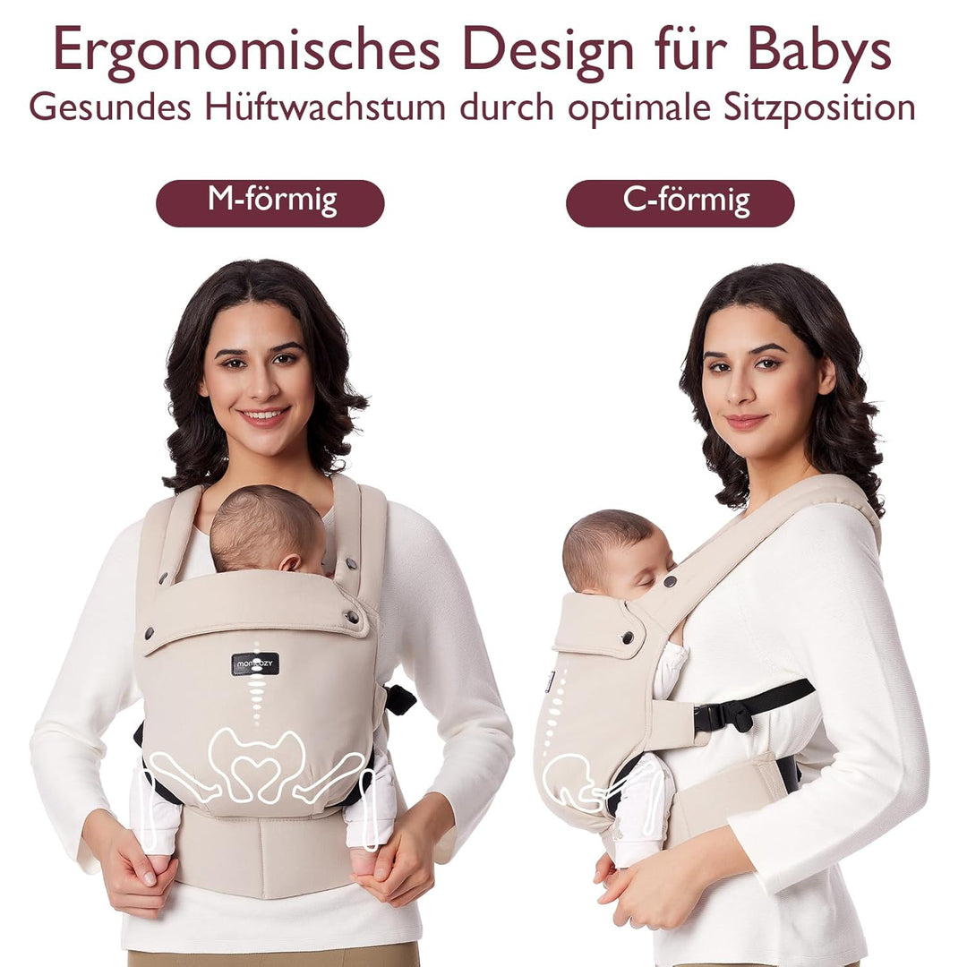 Momcozy Babytrage - Ergonomisch, gemütlich und leichtgewichtig, geeignet für 3-20 kg, einfach anzule