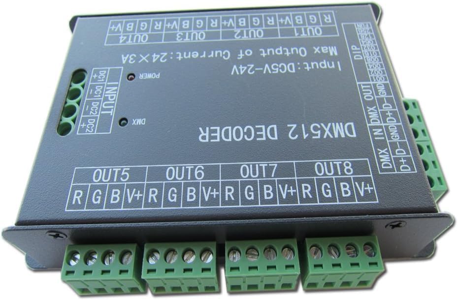 High Power 24 Channel RGB 3A/CH DMX512 Controller Led Decoder Dimmer 500Hz Flicker Free Smoother Dim