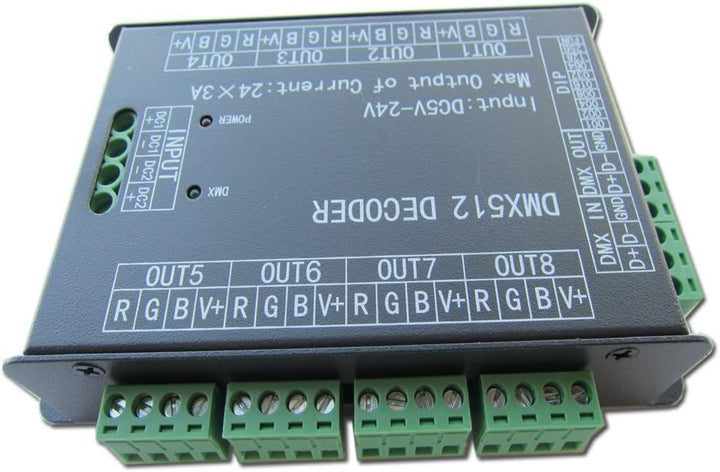 High Power 24 Channel RGB 3A/CH DMX512 Controller Led Decoder Dimmer 500Hz Flicker Free Smoother Dim