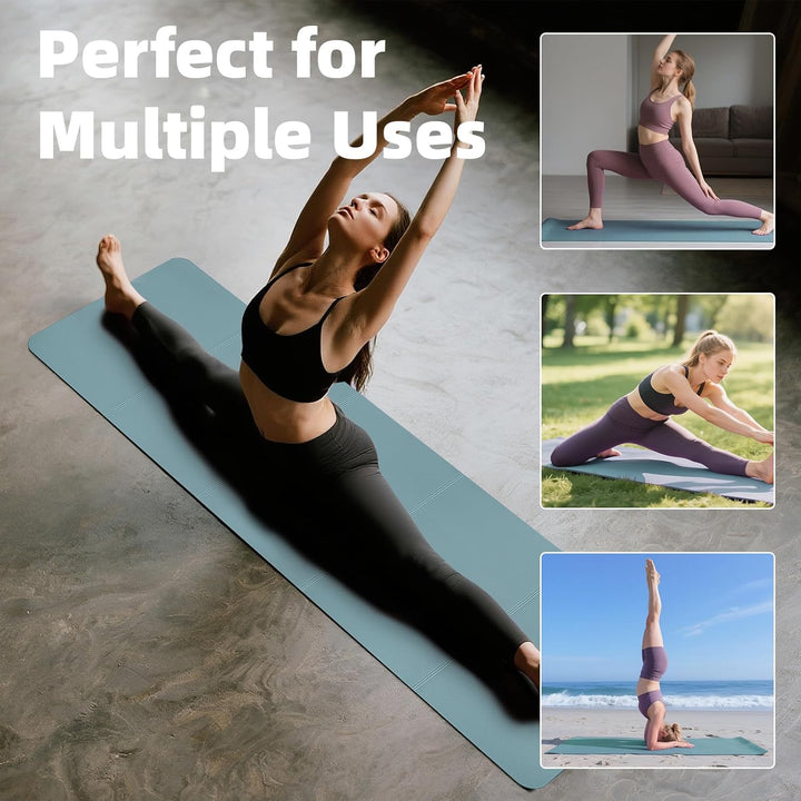 Faltbare Tragbare Yogamatte TPE Rutschfeste Fitnessmatte Trainingsmatte 183x61x0,5cm Reiseyogamatte