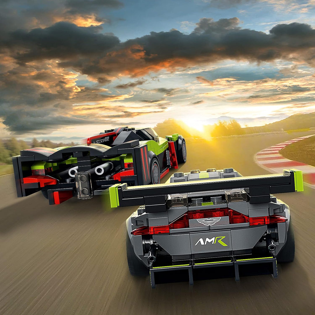 LEGO 76910 Speed Champions Aston Martin Valkyrie AMR Pro & Vantage GT3, Bausatz mit 2 Rennwagen, Mod