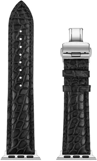 MUENShop Krokodil Armband Kompatibel mit Apple Watch 38mm/40mm Original Alligator Leder Ersatzband B