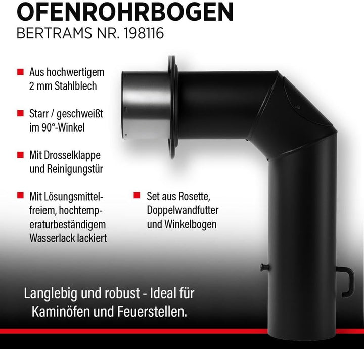 Bertrams 198116 Winkelbogenset 3-teilig, 2mm senotherm UHT-Hydro lackiert schwarz, durchmesser