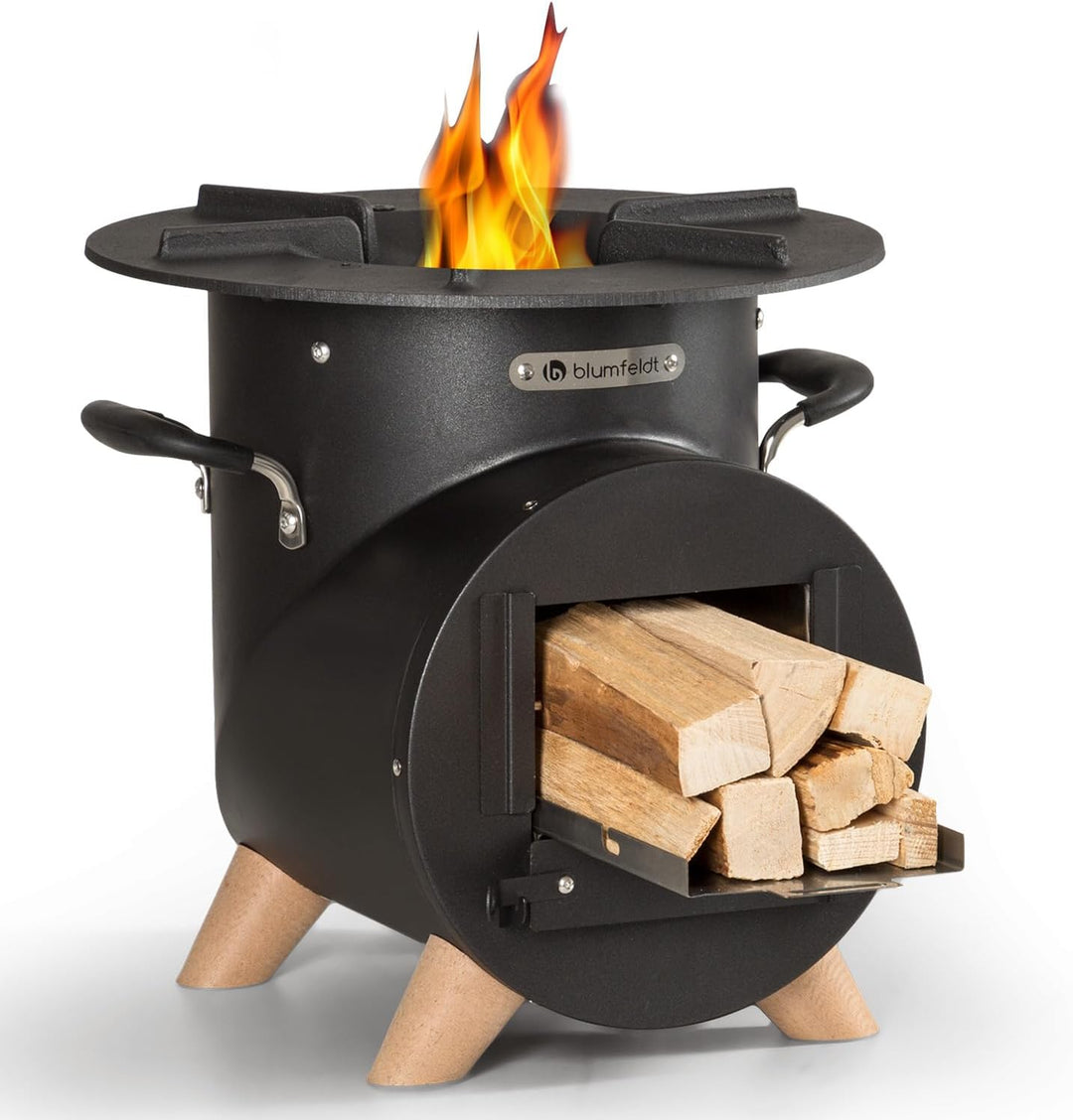 Blumfeldt Feuerstelle mit Grillrost, Feuerschale für Terrasse & Camping, Feuerschale-Set mit Grill,
