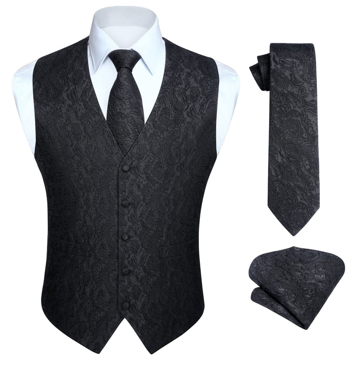 Enlision Anzugweste Herren Hochzeit Paisley Weste und Krawatte Einstecktuch Party Floral Jacquard An