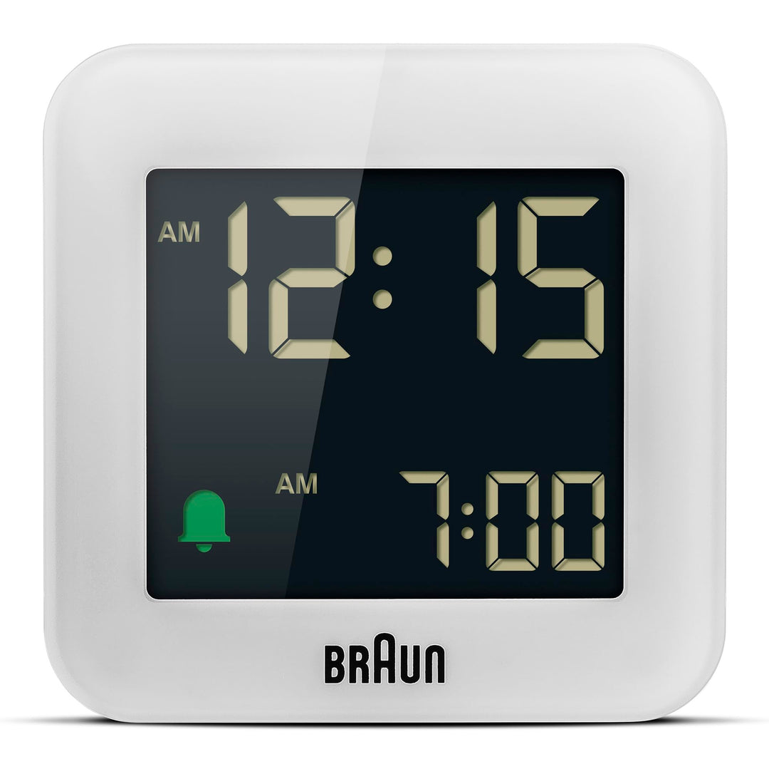 Braun Digitaler Reisewecker mit Snooze-Funktion, kompakte Grösse, Negatives LCD-Display, Schnelleins