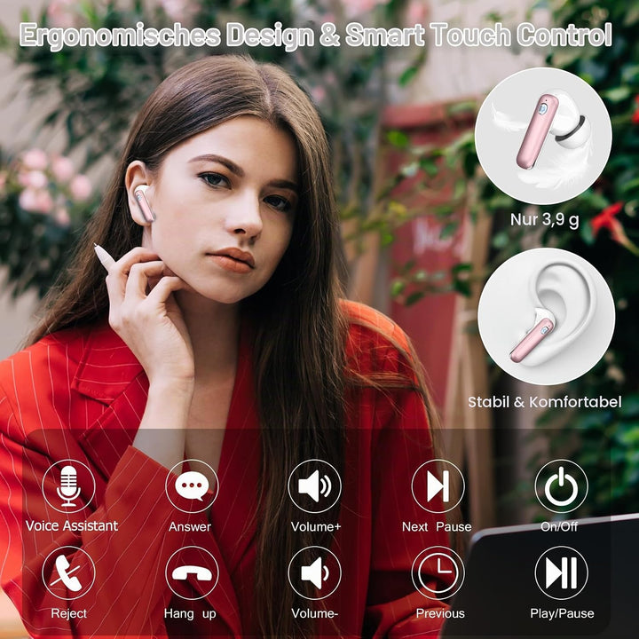 Nerunsa Kabellose Kopfhörer Bluetooth 2026, In Ear Ohrhörer mit 50 Std Spielzeit, ENC Noise Cancelli