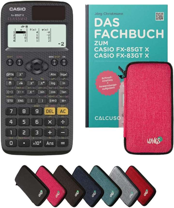 CALCUSO Standardpaket: Casio FX-85GT X Technisch-Wissenschaftlicher Taschenrechner + WYNGS Schutztas