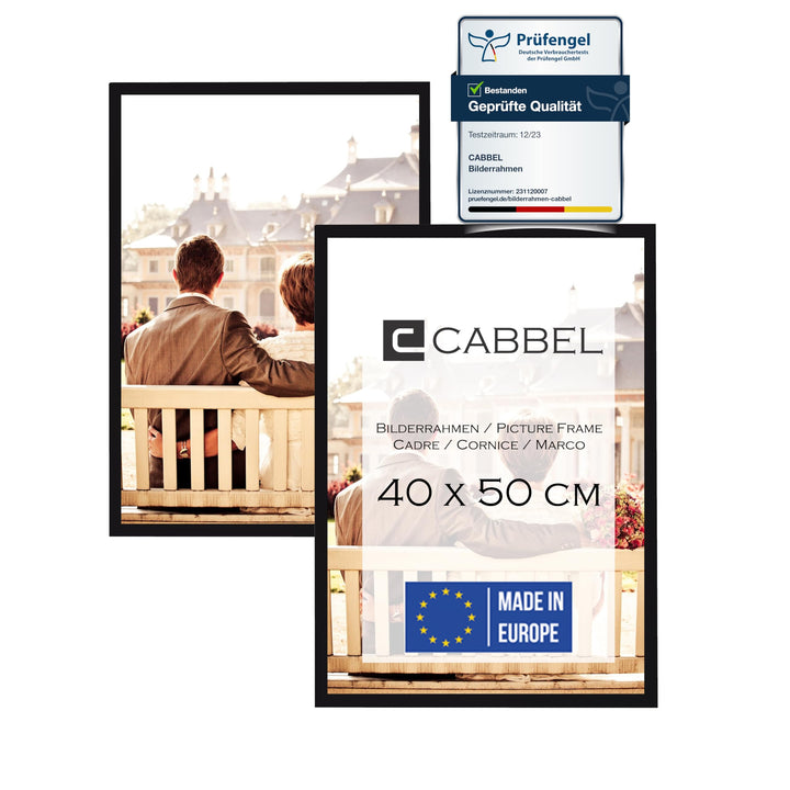 CABBEL Doppelpack (2er Set) Bilderrahmen 40x50 cm, Schwarz, stabiles MDF-Holz Rahmen, bruchsicherem