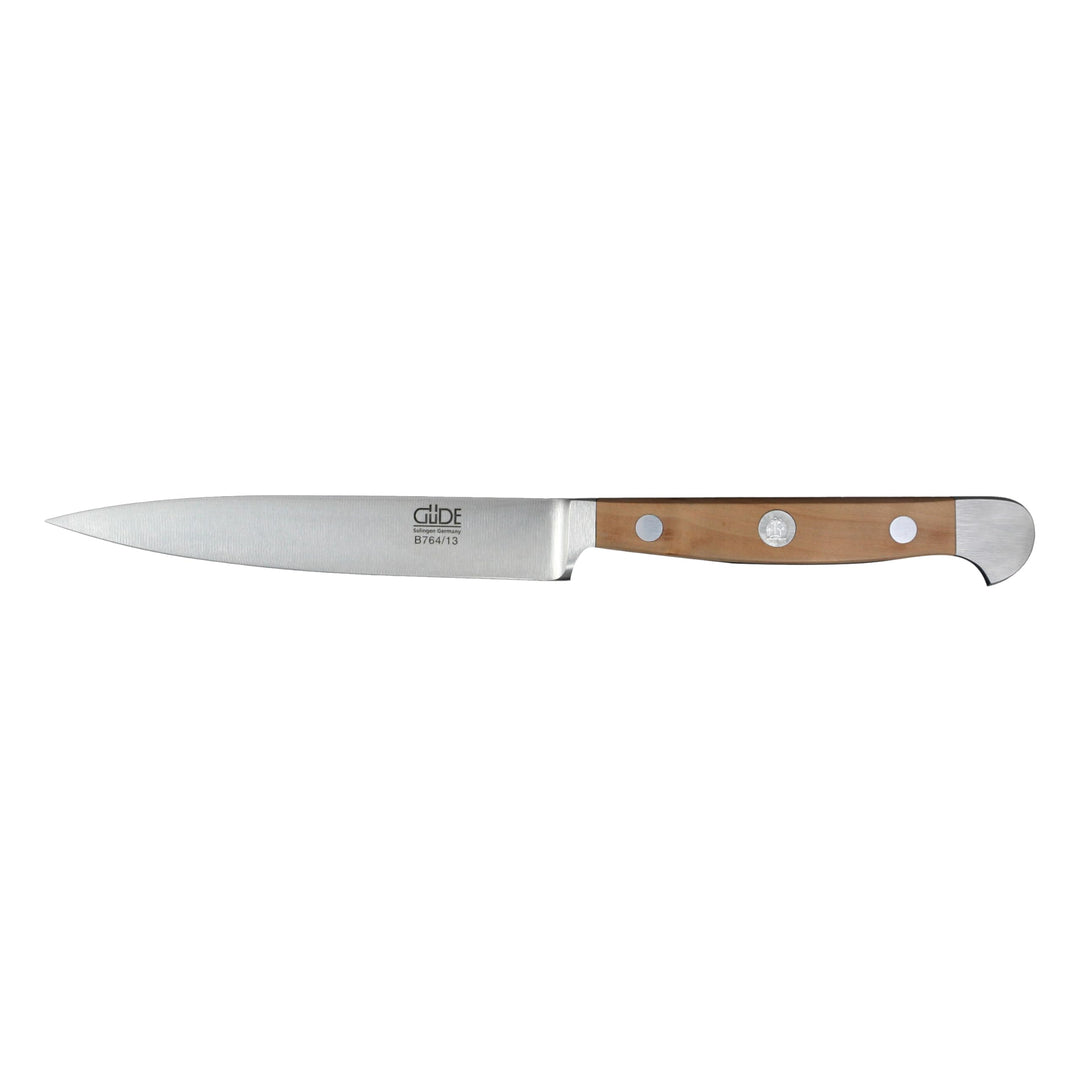 GÜDE Solingen - Spickmesser geschmiedet, 13 cm, Birnenholz, ALPHA BIRNE, Office Messer, Doppelkropf,