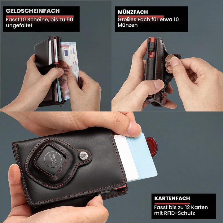 Will Fire® MagFlap® MultiTag | Airtag Android Wallet für Samsung Galaxy Smart Tag + Tile Chipolo ATU