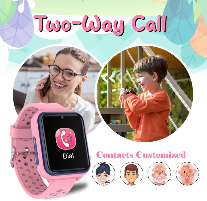Smartwatch Kinder, Spiele, Telefon für Mädchen und Jungen (Pink) Rose 1,44 Zoll, Rose 1,44 Zoll