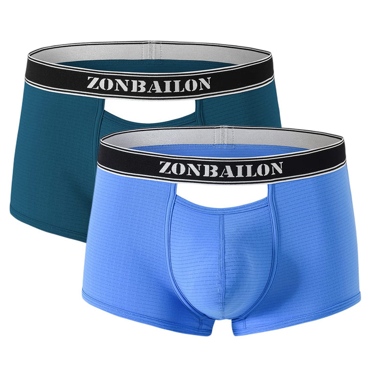 BIATWOWR Herren Boxershorts mit atmungsaktivem Stoff Micro-Mesh erhöhtem Front und Rückenöffnung ohn