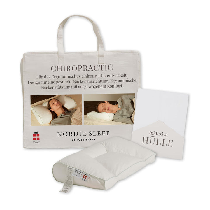 FOSSFLAKES Nordic Sleep by Chiropractic - Nackenstützkissen mit Bezug, die Ultimative Lösung für Nac