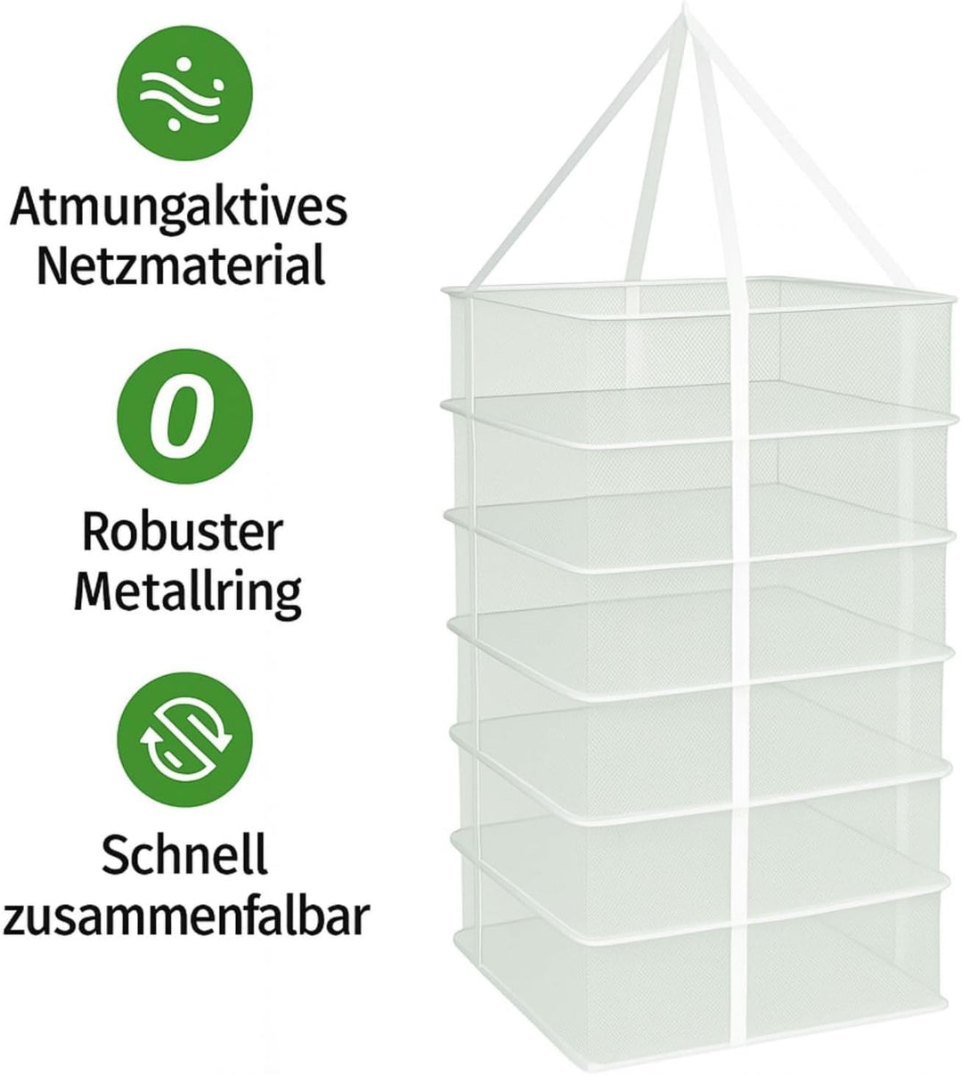 Weedness Gow Trockennetz Ø 80 cm 8 Lagig für Growboxen – Kräutertrockner Trocknungsnetz zum Aufhänge