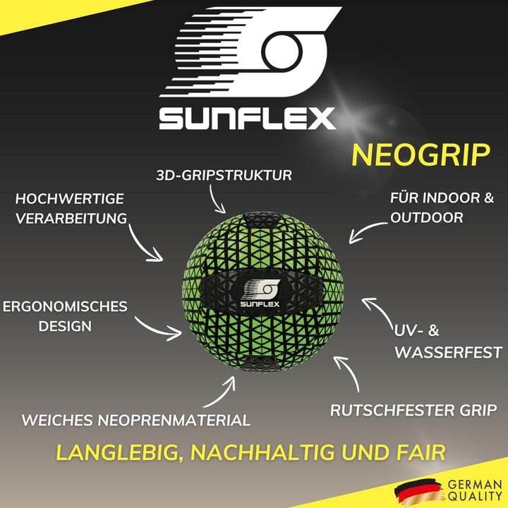 Sunflex® Beach- UND FUNBALL NeoGrip | Neopren Bälle mit maximalen Grip | rutschfeste Silikon-Oberflä