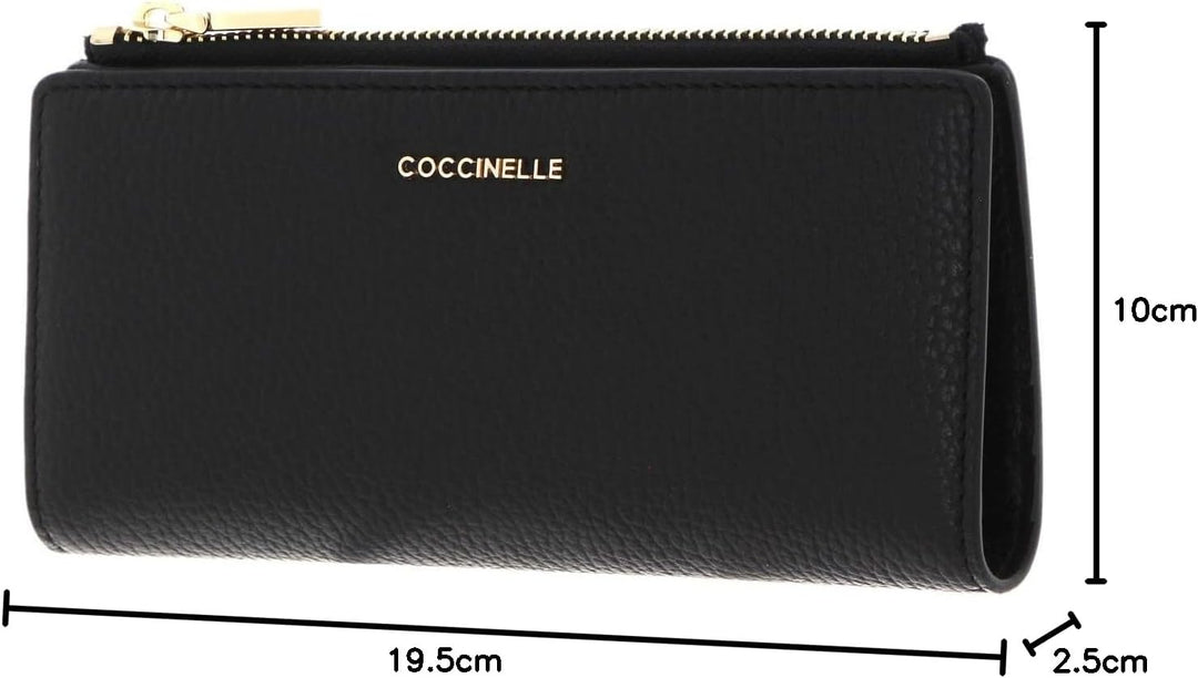 Coccinelle Metallic Soft Wallet Grained Leather Noir