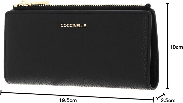 Coccinelle Metallic Soft Wallet Grained Leather Noir